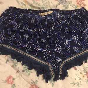 Blue Fringe Sleep Shorts